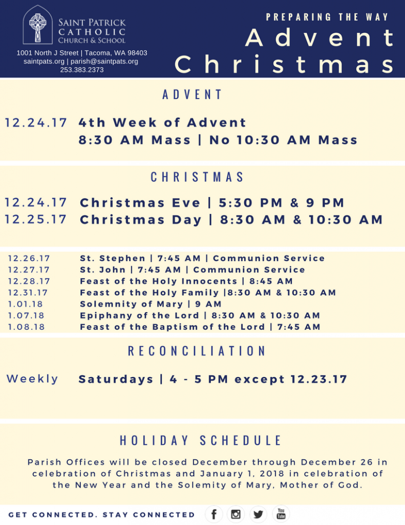 Mass Times Saint Patrick Catholic Church