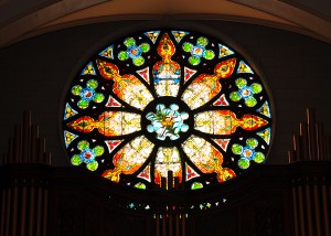 photo stain glass rose window