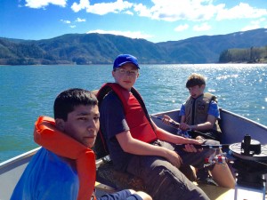 April 21, 2012 Sean Lane, Andrew Jesse and Thomas Connelly fishing at Riffe Lake